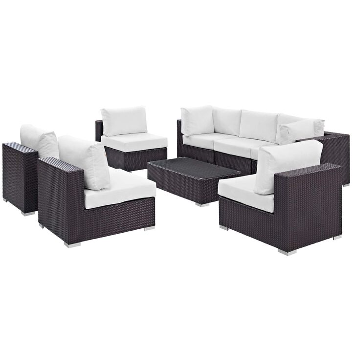 Convene Outdoor Sectional Set - Durable Rattan Weave, Weather-Resistant Cushions, 8-Piece Furniture Set for Patio, Backyard, Poolside Retreat