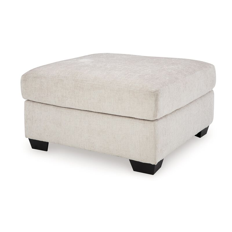 Avie Oversized Accent Ottoman, White Ivory Polyester Cushion, 38 Inch - Benzara