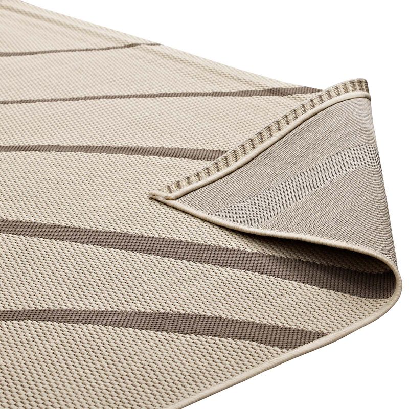 Surge Swirl Abstract 5x8 Indoor and Outdoor Area Rug - Light and Dark Beige