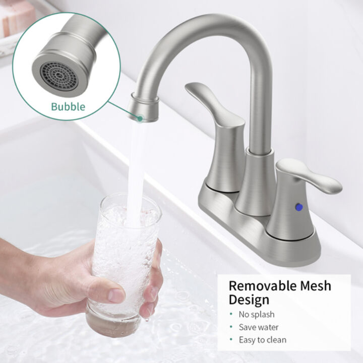 2-Handle Centerset Bathroom Faucet with Pop-Up Drain for Basin Sink