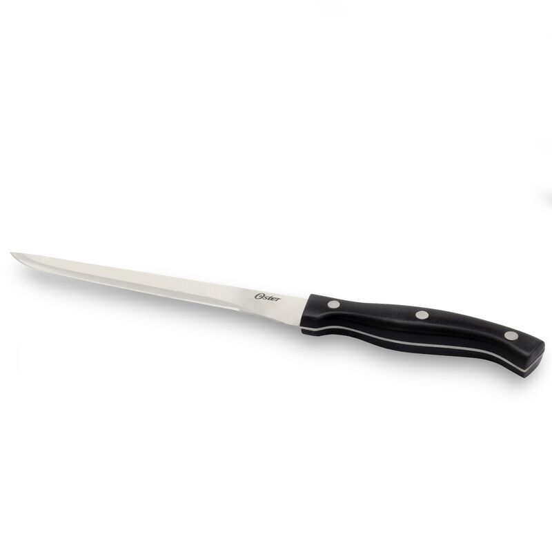 Oster Winstead 22 Piece Stainless Steel Cutlery Set with Black Handles and Wooden Block