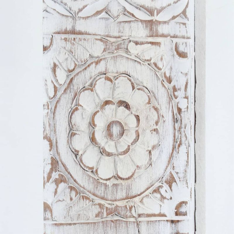 vidaXL Carved Sideboard White 23.6"x11.8"x35" Solid Mango Wood