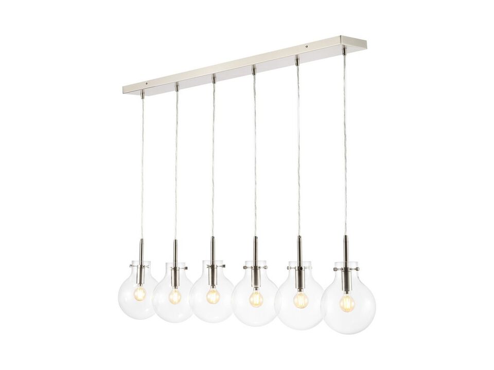 Harlow 6-Light Modern Contemporary Round Glass/Iron LED Linear Pendant