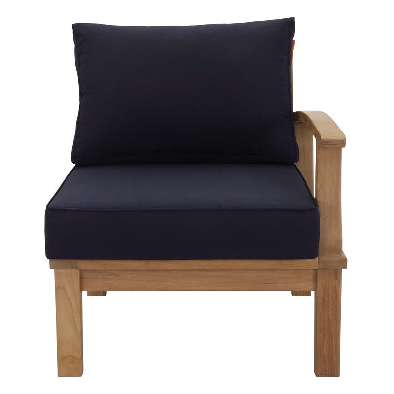 Modway - Marina Outdoor Patio Teak Right-Facing Sofa Natural Navy