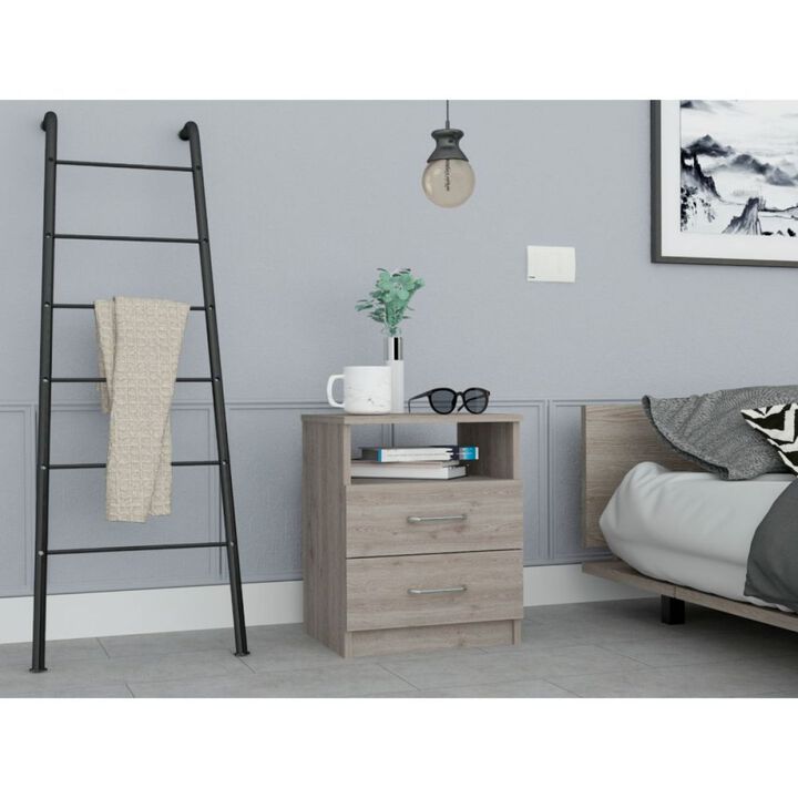 Streamdale Napoles Nightstand, Superior Top, Two Drawers, One Shelf - Light