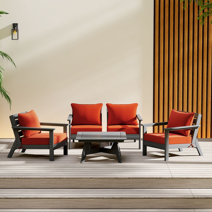 WestinTrends Outdoor 5-Piece Modular Sectional Patio Furniture Sofa Set