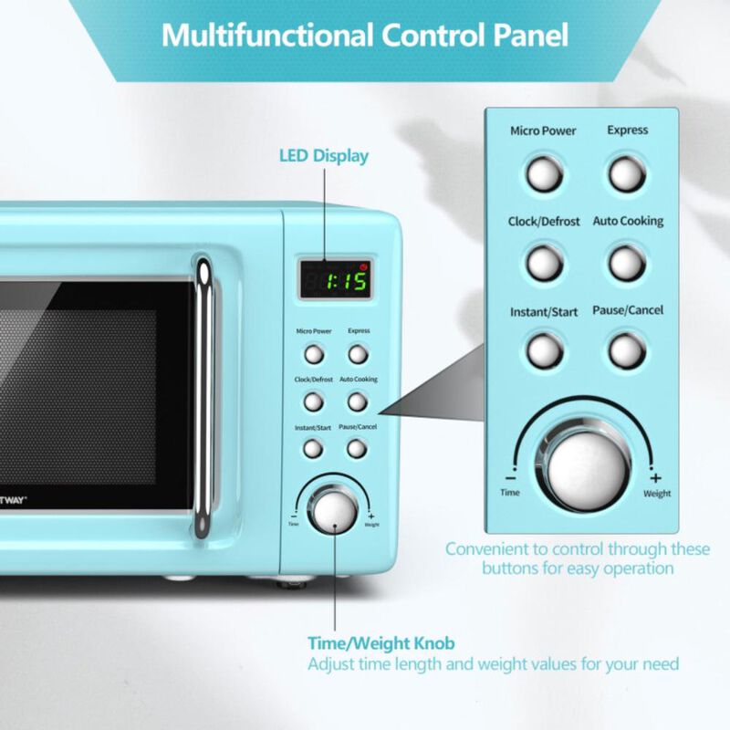 Costway 700W Retro Countertop Microwave Oven with 5 Micro Power and Auto Cooking Function