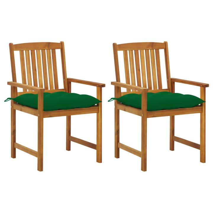 vidaXL Director's Chairs with Cushions 2 pcs Solid Acacia Wood