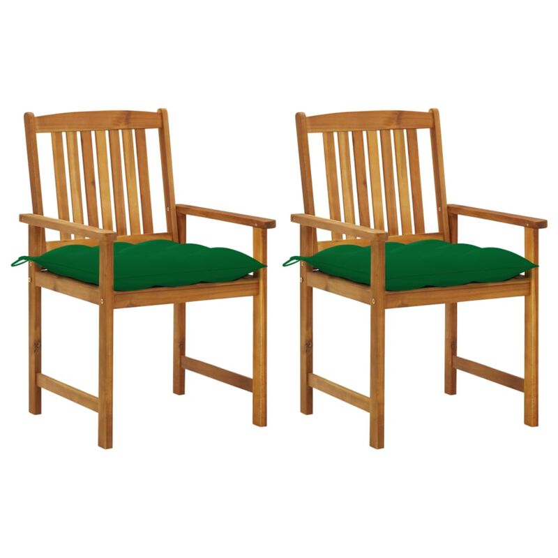 vidaXL Director's Chairs with Cushions 2 pcs Solid Acacia Wood
