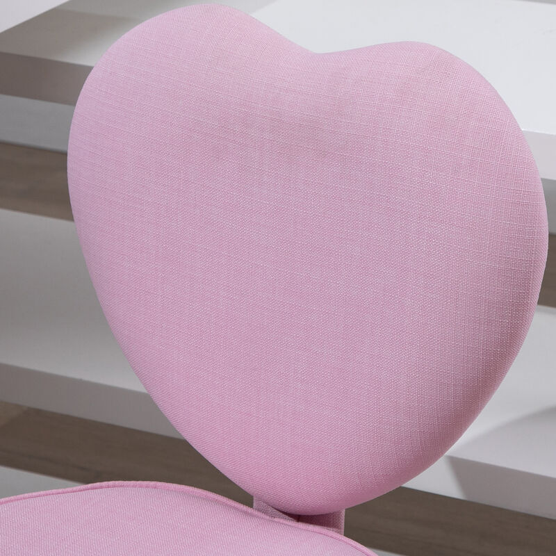 Rolling Upholstery Leisure Lounge Vanity Chair with Heart Back and Sponge Seat