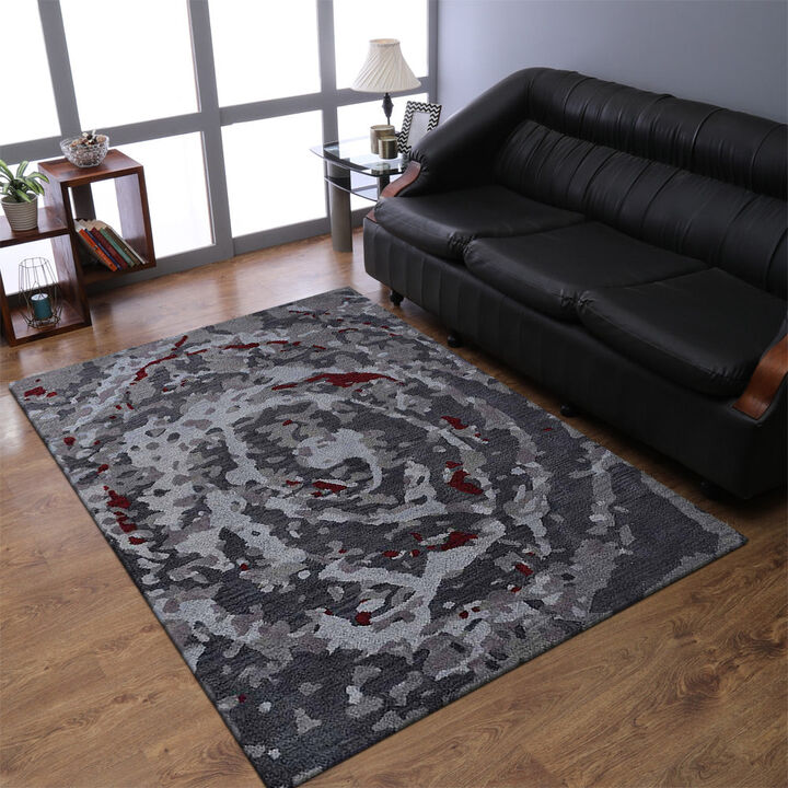 RUGSOTIC CARPETS HAND TUFTED WOOL ECO-FRIENDLY AREA RUGS  - 5'x8', Rectangle Shape, Multicolor, Abstract Modern Design, High Pile Thick Handmade Area Rugs for Living Room, Bed Room (K03055)