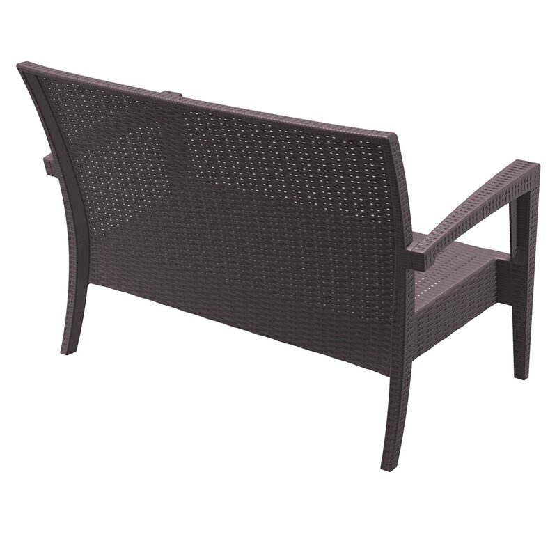 35" White Outdoor Patio Loveseat with Sunbrella Cushion