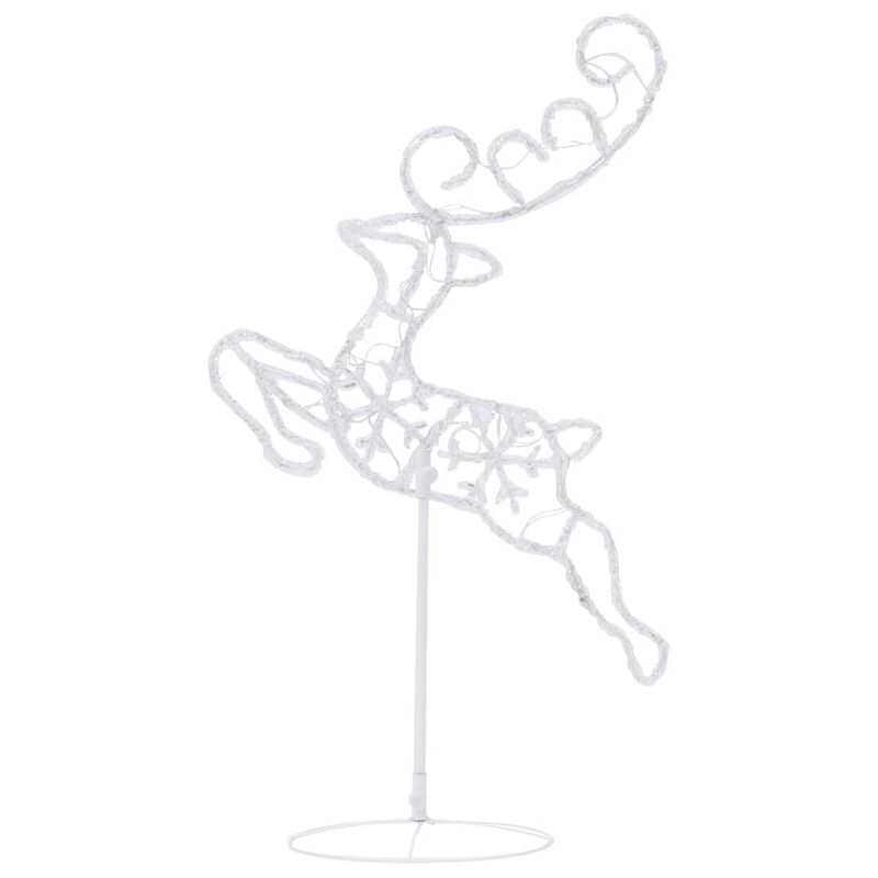 Outdoor 2 Flying Reindeer Sleigh Christmas Decor, 72 Cool White LEDs - Benzara