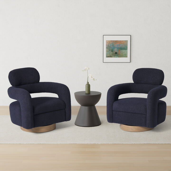WestinTrends Mid-Century Modern Sherpa Swivel Barrel Accent Chair (Set of 2)