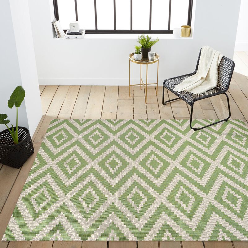 Sintra Diamond Tribal Blue/Gray Indoor/Outdoor Runner Rug