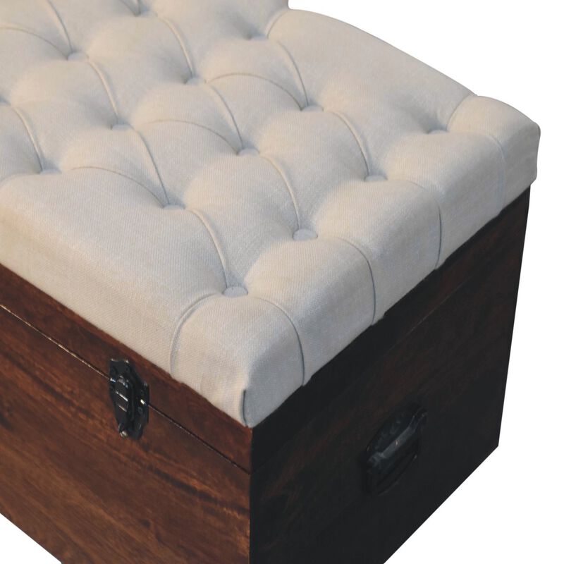 Artisan Furniture Solid Wood California Walnut White Linen Storage Trunk