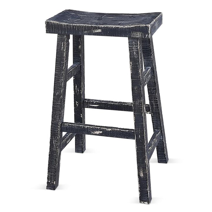 Sunny Designs Black Sand Bar Saddle Seat Stool, Wood Seat