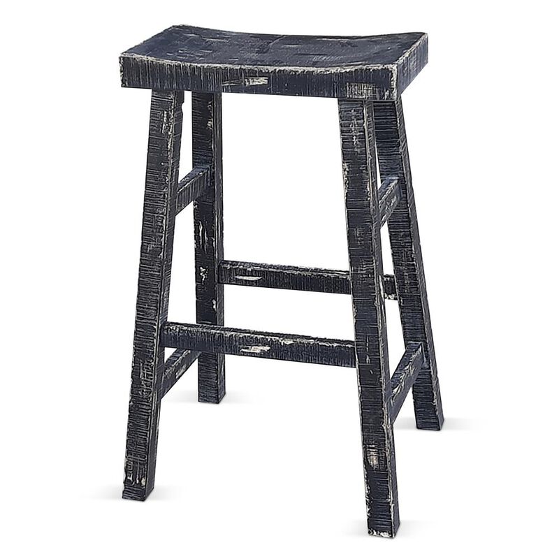 Sunny Designs Black Sand Bar Saddle Seat Stool, Wood Seat