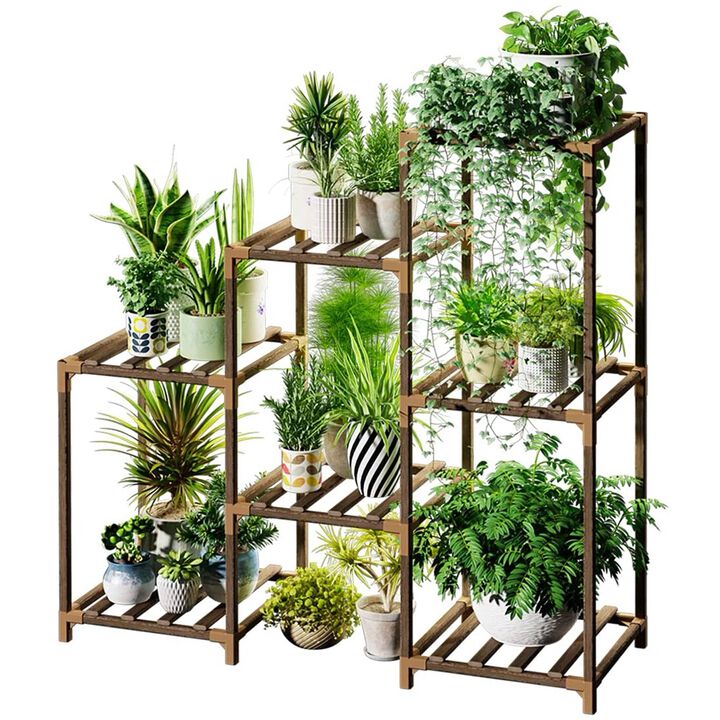 QuikFurn 3-Tier Indoor Outdoor Wooden Plant Stand Planter Shelf