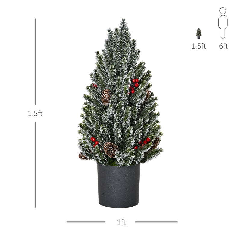 1.5' Miniature Snow Flocked Christmas Tree Tabletop Holiday Indoor Decoration