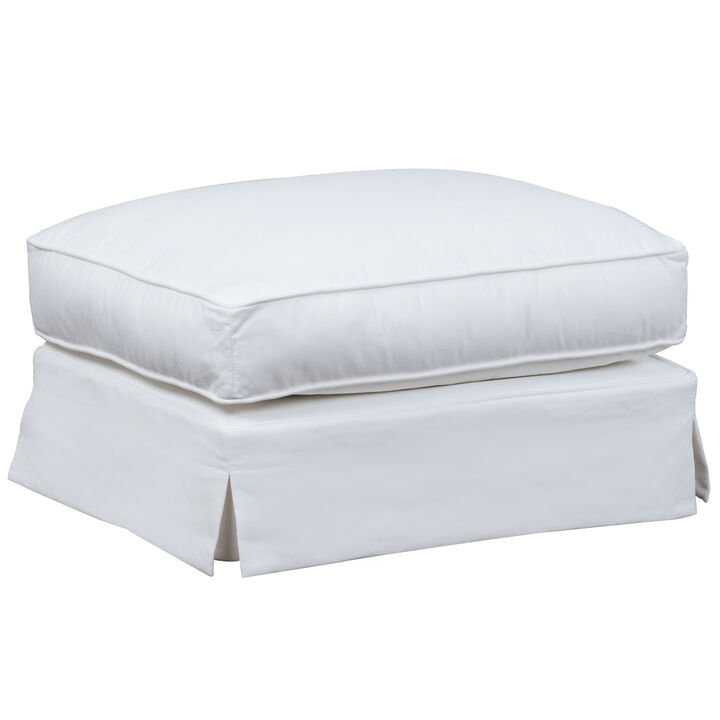Ariana Rectangular 24 in. x 32 in. White Upholstered Ottoman