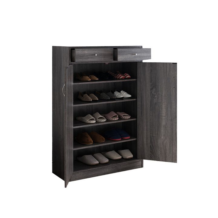 Shoe Cabinet With Spacious Storages, Gray-Benzara