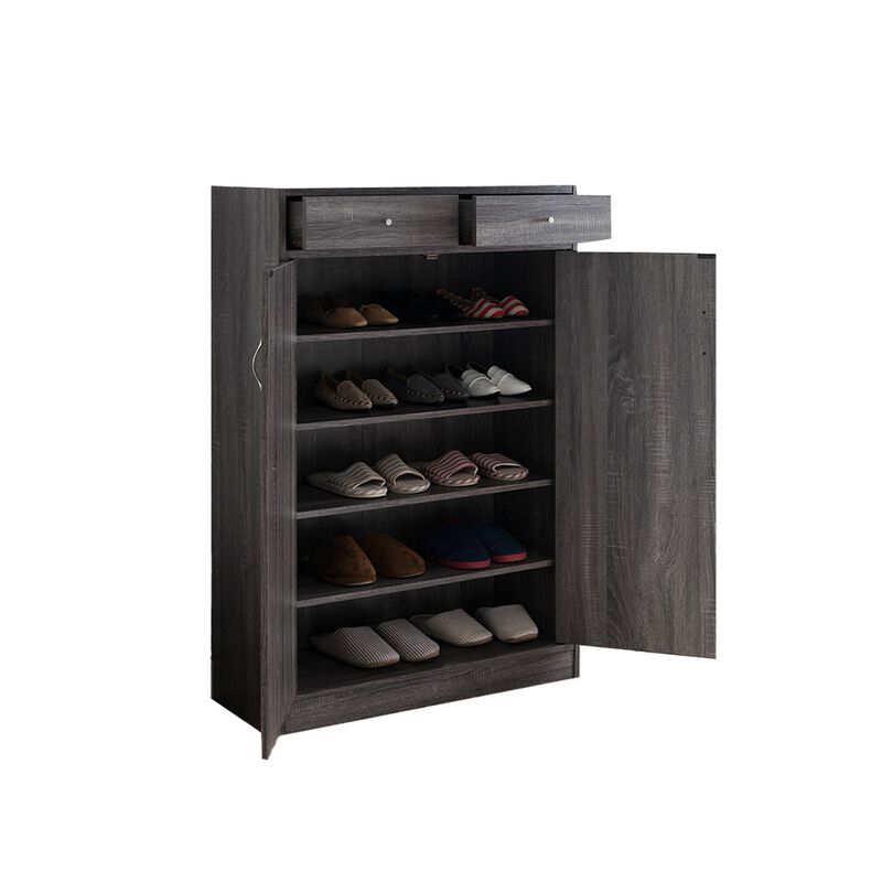 Shoe Cabinet With Spacious Storages, Gray-Benzara