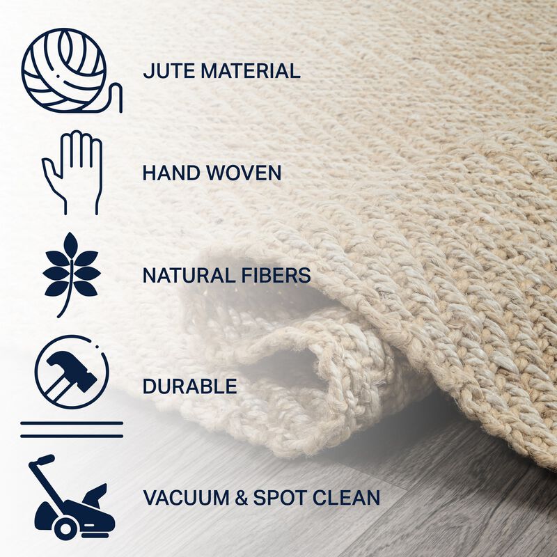 Espina Hand Woven Herringbone Chunky Jute Ivory Rug