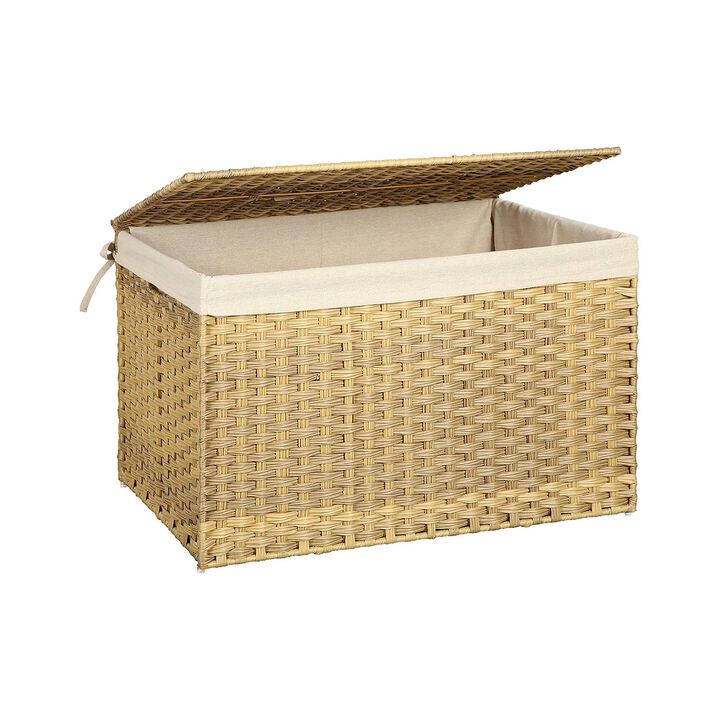 Storage Trunk with Cotton Liner and Metal Frame for Bedroom and Closet