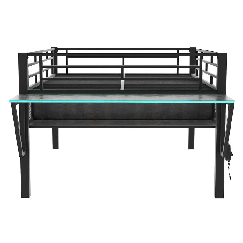 Merax Gaming Mid Loft Bed with Desk