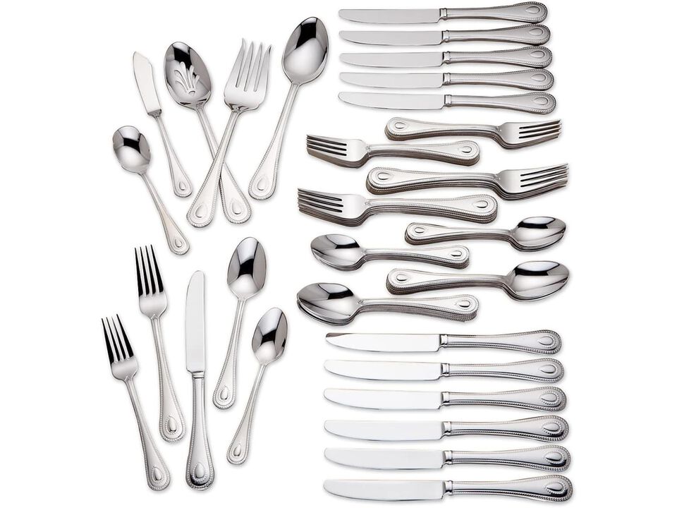 Lenox French Perle 65-Piece Flatware Set, Metallic