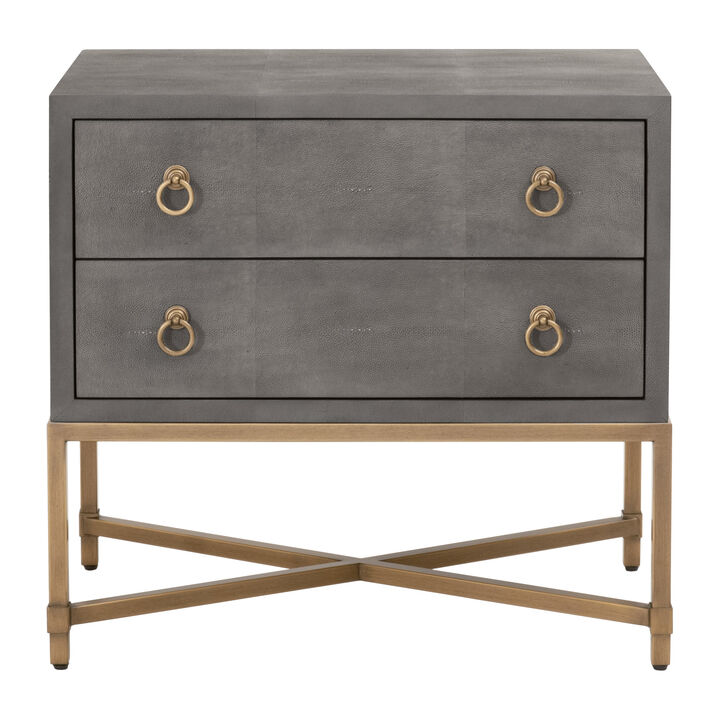 Gray Shagreen 2-Drawer Nightstand