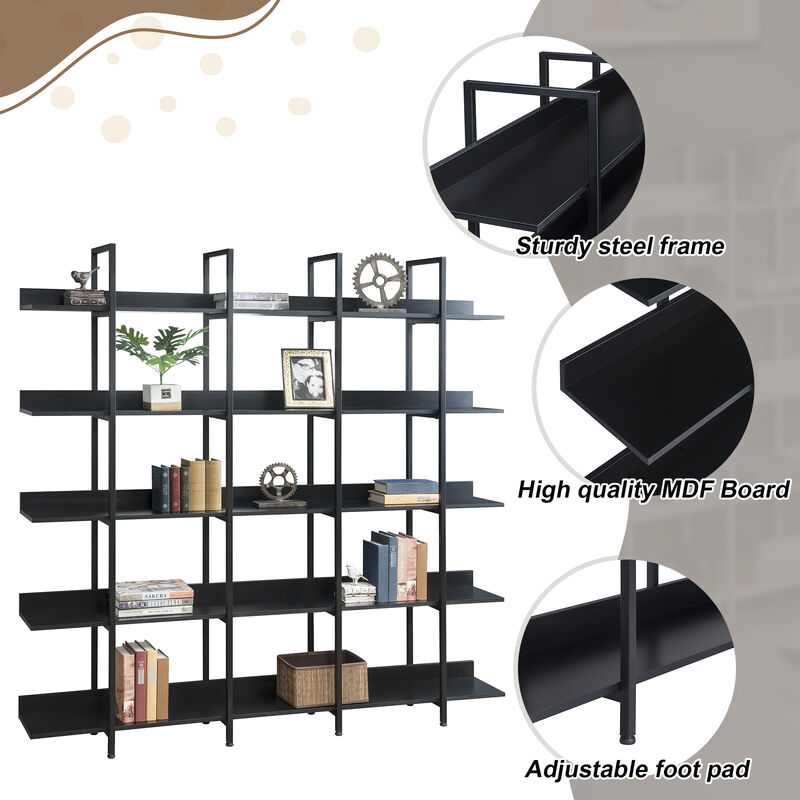 Merax Industrial  5 Tier Bookcase Open Bookshelf