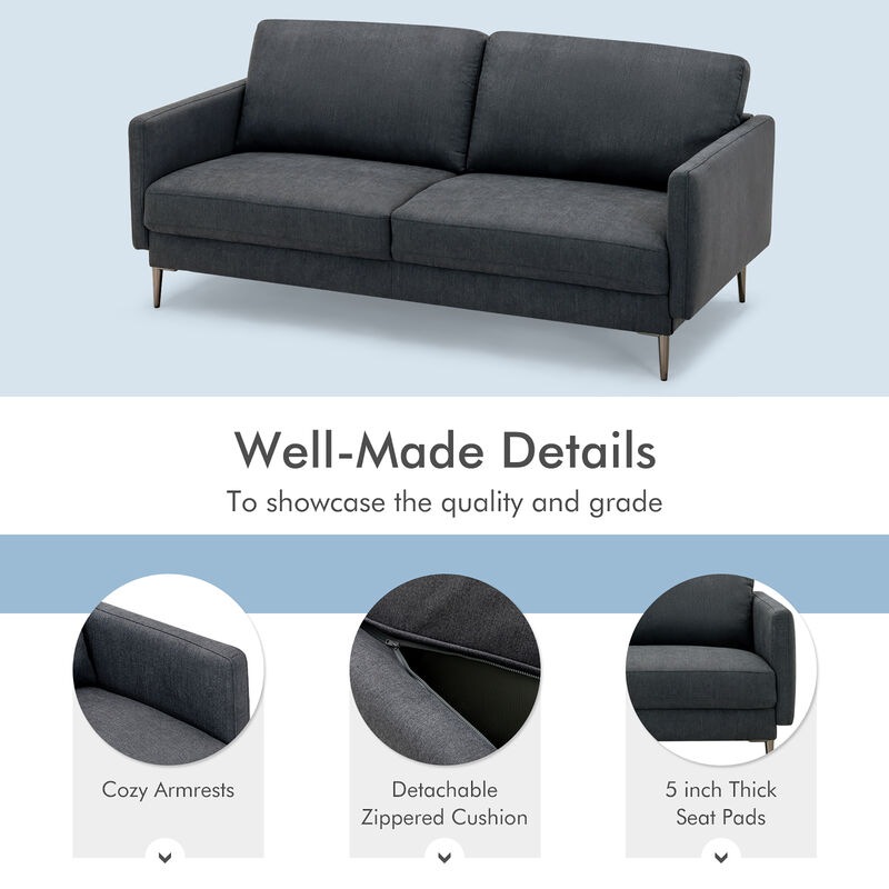 Fabric Sofa Couch Living Room Small Apartment Furniture w/ Metal Leg