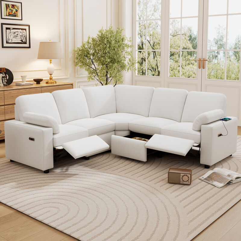 Merax Power Recliner Linen Sectional Sofa