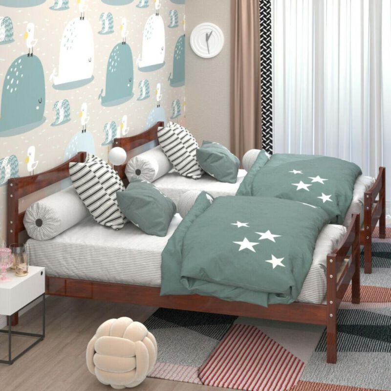 Hivvago Rustic Style Platform Bed Frame with Headboard and Footboard