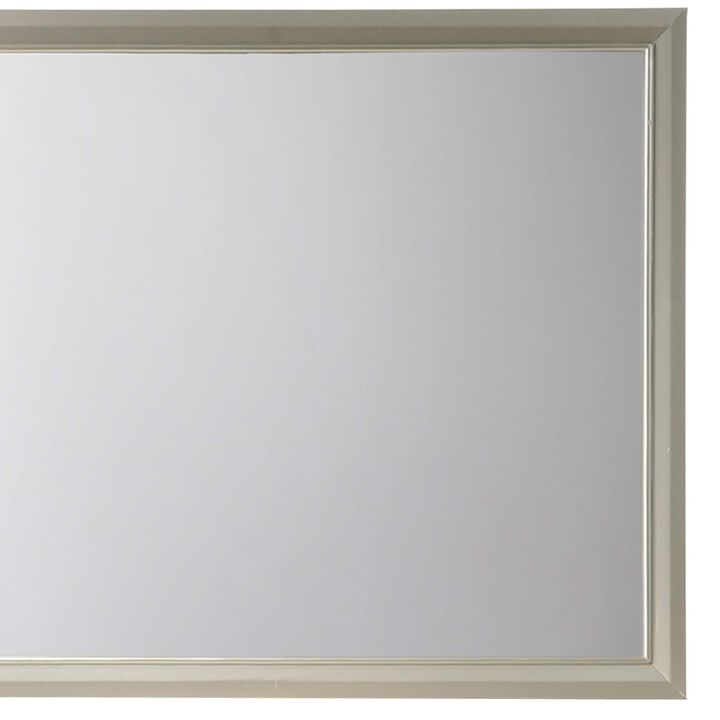 Rectangular Wood Encased Dresser Top Mirror, Champagne Silver-Benzara