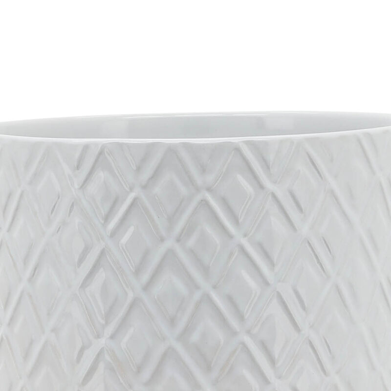 8" Diamond Planter with Stand, White