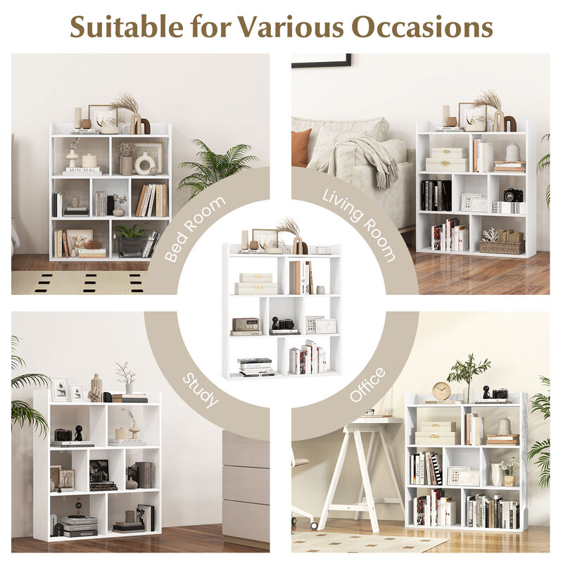 7 Cubes Open-back Bookshelf with Anti-Toppling Devices