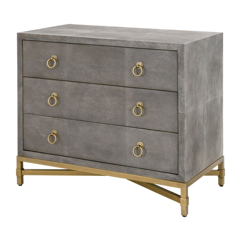 Gray Shagreen 3-Drawer Nightstand