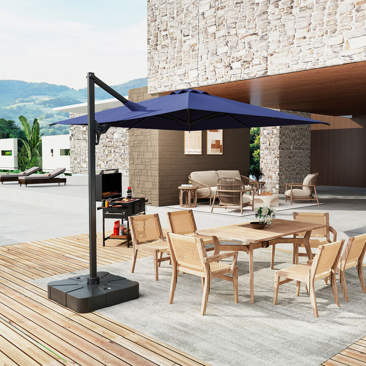 FUFU&GAGA 15ft Beige Cantilever Patio Umbrella | Heavy-Duty Outdoor Sunshade with Rotating Base