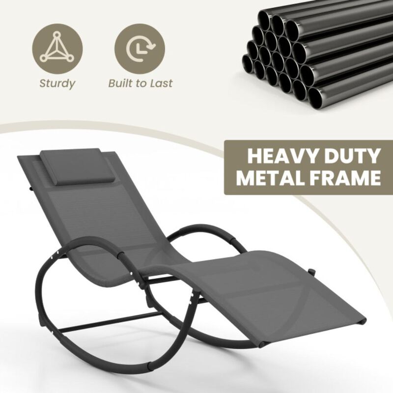 Hivvago Outdoor Rocking Lounge Chair with Removable Headrest