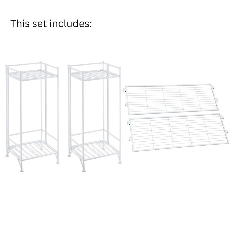 Convenience Concepts Xtra Storage 2 Tier Tall Folding Metal Shelves with Set of 2