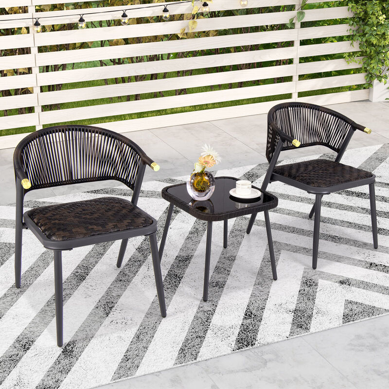 3-Piece Patio Rattan Furniture Set – Outdoor Lounge Chairs and Coffee Table for Backyard