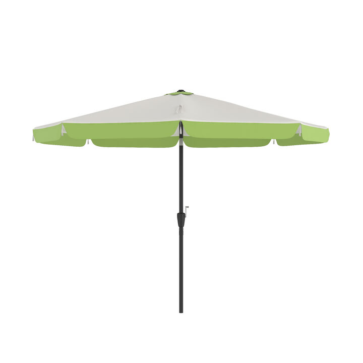 FUFU&GAGA 10ft Patio Market Umbrella with Tassels and Valance, Crank & Tilt, Outdoor Sun Shade (118" W x 118" D x 94.5" H)