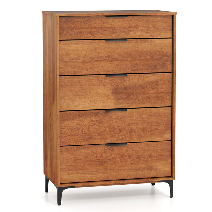 5-Drawer Dresser with Interlock System for Bedroom or Living Room Storage and Organization