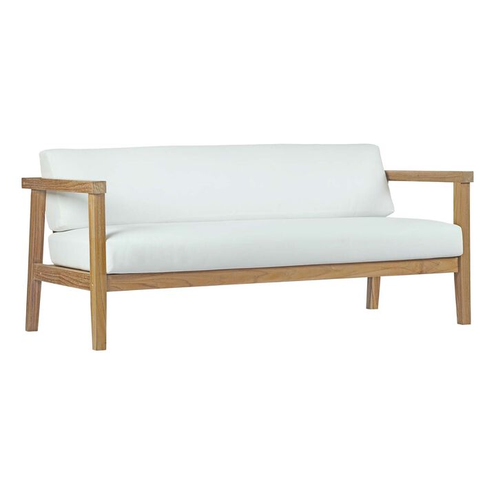 Modway - Bayport Outdoor Patio Teak Sofa Natural White