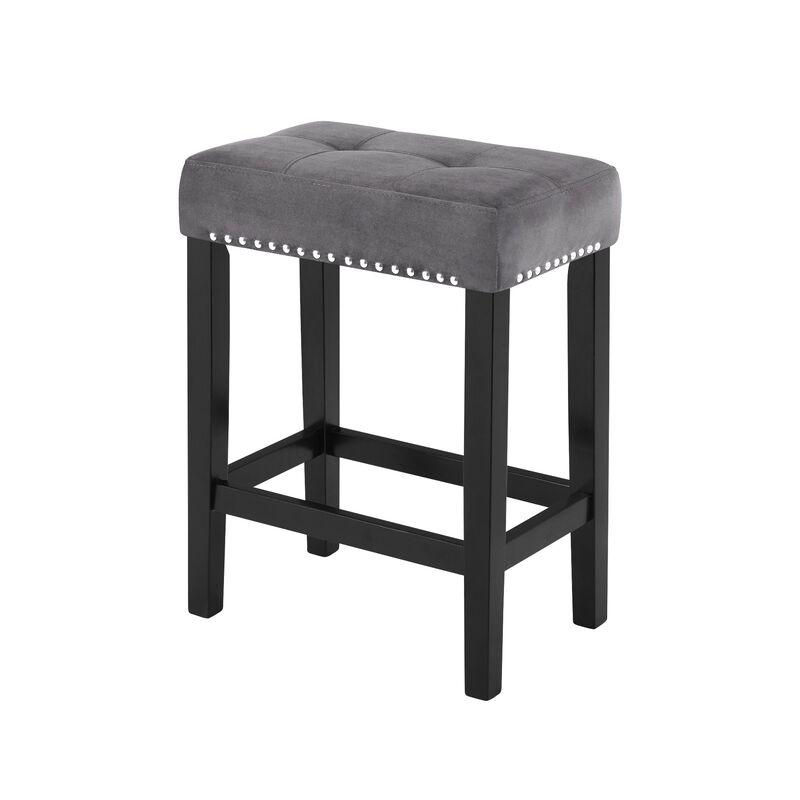 Kate 60 Inch 4 Piece Bar Table Set with Upholstered Stools, Gray-Benzara