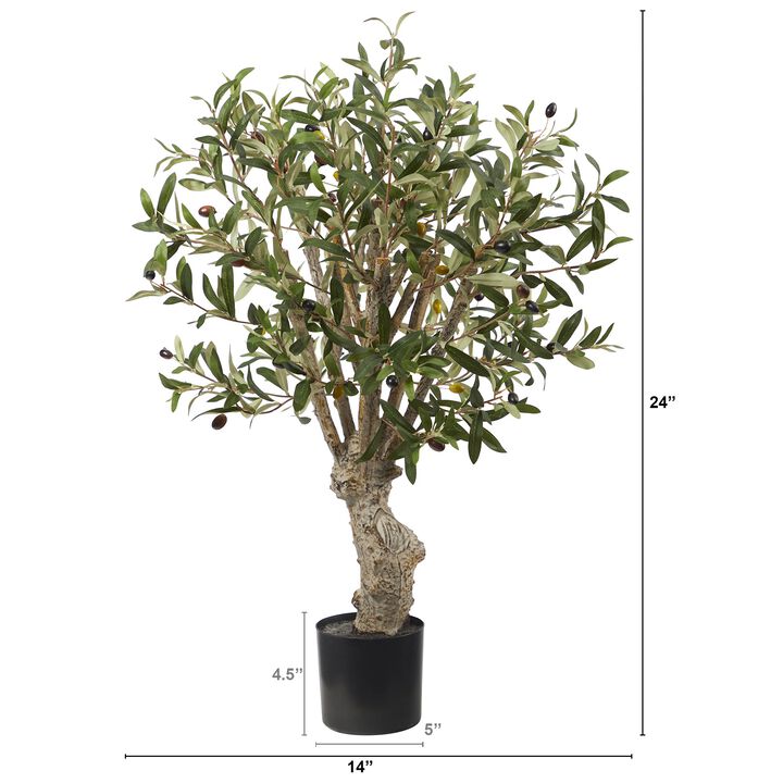 Hivvago 2 Feet Olive Artificial Tree