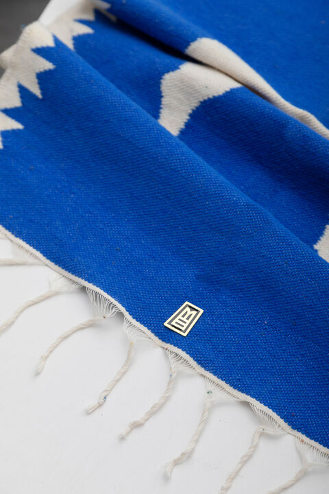 LLAMA Sheep Wool Handwoven Tapestry, Aged Bronze Wall Mount, Lapis Blue